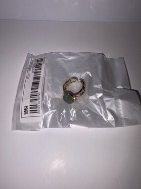 Gold Plated Ring with Green Stone - Women Jewelry
